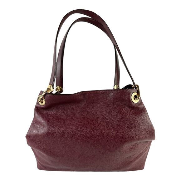 Michael Kors Raven Large Pebble Leather Shoulder Handbag Tote Purse Maroon EUC - Picture 4 of 15